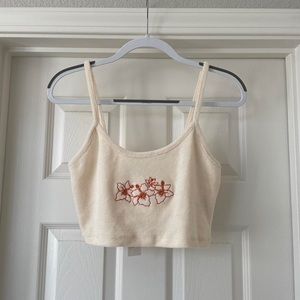 urban outfitters tropical hibiscus flower terrycloth embroidered cami tank